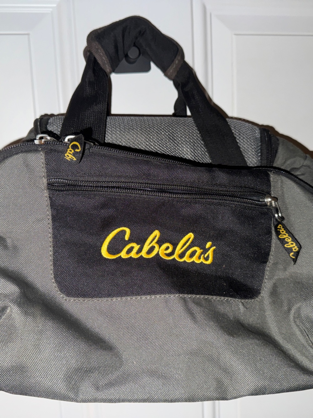 Cabela's Black and Gray Duffel with Yellow Logo